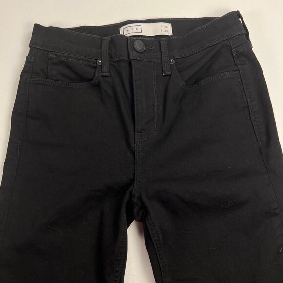 AYR The Skinny Mid Rise Jet Black Stretch Denim Jeans 28 Inseam Size 26 - Picture 2 of 12